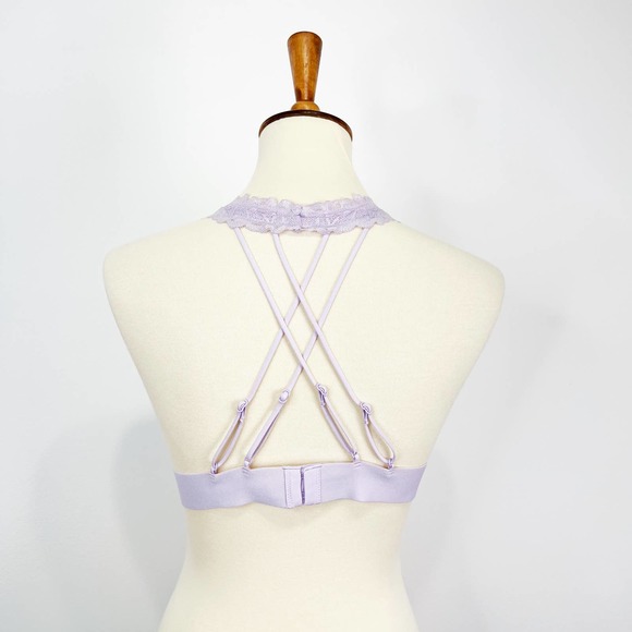 PINK victorias secret lavender purple strappy bralette size large - Picture 3 of 8